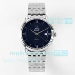 A+ Factory Best Clone Omega De Ville Prestige Swiss 2892 Blue Face Stainless Steel Watch 